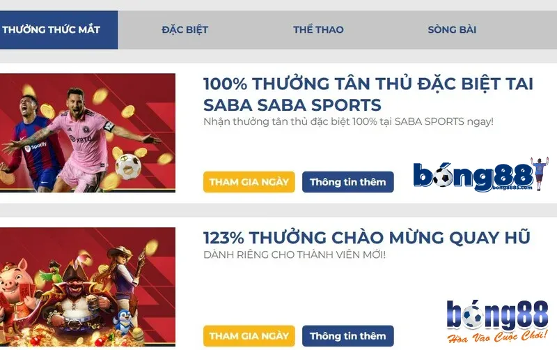 Khuyến mãi BONG88 chào mừng cực hấp dẫn