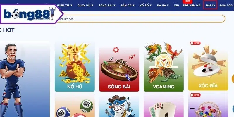 Nhấn chọn mục Đại lý để bắt đầu đăng ký